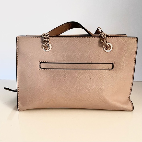 Guess Nude  Saffiano Satchel With Gold Chain Straps - Picture 3 of 16